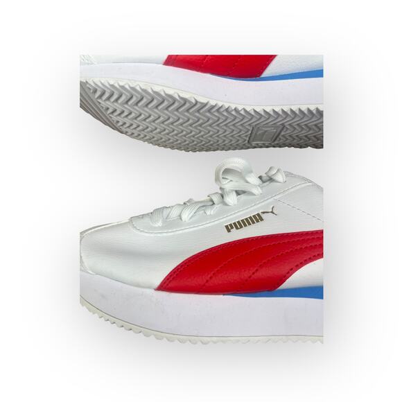 Puma Turino Platform Sneakers Red White and Blue NWOT Size 8.5 - Picture 4 of 10